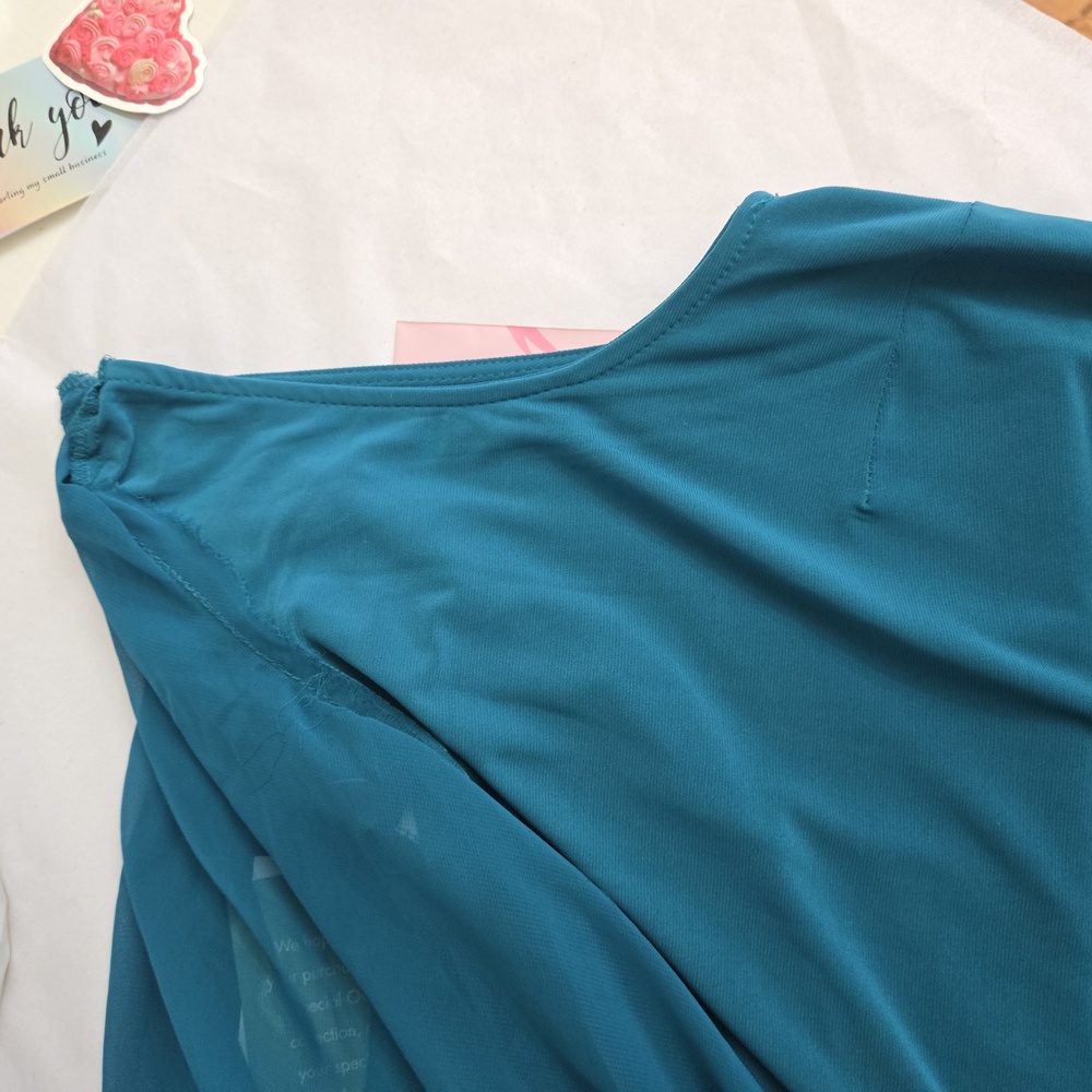 NWT MSK Teal Embellished Cape Overlay Dress Size M - Picture 12 of 14